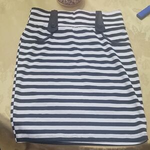 Black and White Striped Women's Skirt